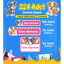 Sevimli Köpek Temalı Okul Kreş Kişiye Özel İsim Etiket Seti - Model 423 Çok Renkli