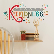 Choose Kindness Giant Peel And Stick Duvar Çıkartmaları Kırmızı Turuncu Camgöbeği Çok Renkli