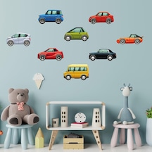 Minik Arabalar Çocuk Odası Dekoratif Duvar Sticker Yapışkanlı Folyo Genel