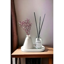 Dekoratif Konik Pampas Kuru Çiçek Vazosu Standlı Fresh Soft Oda Kokulu Set