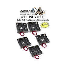 AA Kalem Pil ile Uyumlu 4'lü Pil Yatağı 4 x 1.5 Volt 5 Adet