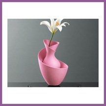 Bezos 3d Baskı Bold Vazo - Akışkan Formlu Dekoratif Vazo-pembe Rengaren