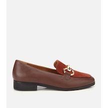 Hotiç Kadın Süet Deri Acı Kahverengi Tokalı Klasik Loafer