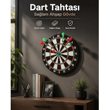 Mey İthalat Duvara Monte Sağlam Ahşap Gövdeli Dart Tahtası Ev Ve Oyun Alanları İçin 17 İnç