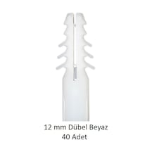 Dübel, 12 Mm Beyaz Dübel, 40 Adet