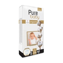 Pure Baby Organik Pamuklu Cırtlı Bez Tekli Paket 5 Numara Junior 40 Adet Tekli