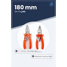 Pense 180 Mm Cr-v Turuncu Siyah Saplı Kesici Kavrama Bükme Elektr