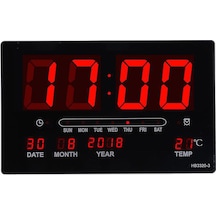 Suntek Sıcaklık Gün Tarih Göstergeli Dijital Duvar Saati Siyah