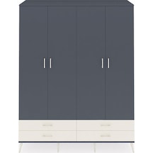 Hyperion Gardrop 6 Raflı 4 Çekmeceli 2 Askılı 176x44x221 Antrasit-antrasit/aytaşı Antrasit/aytaşı