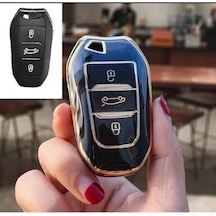 Peugeot Uyumlu 208 308 508 2008 3008 5008 Rifter Nano Anahtar Koruma Kılıfı Sustasız Siyah Gold Altın Renk