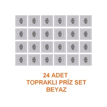 Arvia Karen Topraklı Priz Beyaz - Çerçeve Dahil 24 Adet