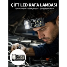 Mey İthalat 3 Fonksiyonlu Led Far El Feneri Çalışma Lambası Uzun Pil Ömürlü Yeni Nesil Çok Renkli