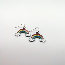 Tedz Collection Bulutlu Gökkuşağı Pin Küpe Çok Renkli