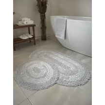 Makaroni Doğal Pamuklu 2'li Banyo Paspas Seti 60x100+50x60 Cm Bej