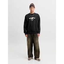 Jack & Jones Jcoclub Brandıng Sweat Crew Neck Siyah Erkek Sweatshirt 12300460