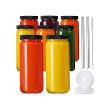 Ayrex 1 Adet 480ml Pipet Ve 2 Kapaklı Cam Bardak, Hava Geçirmez Kapak, Meyve Suyu, Boba, Smoothie,şeffaf Diğer