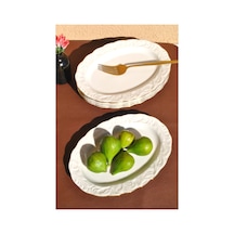 6 Adet Porselen Yaldızlı Orta Boy Kayık Tabak 23 Cm Meze Sunum Tabağı Gold
