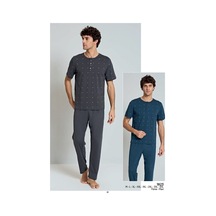 Pijadore Erkek Battal Kısa Kollu Önü Düğmeli Pijama Takımı Füme Fume/m