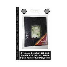 Premium Fotoğraf Albümü 200'lük 4x6 10x15 Albüm Siyah Kareler Koleksiyonluk