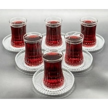 Paşabahçe Elysia Çay Bardağı ve Riva Çay Tabağı Takımı 12 Parça Şeffaf