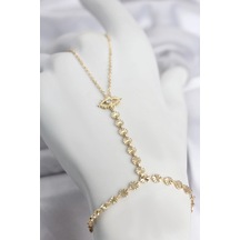 Mey İthalat Gold Renk Pirinç Zirkon Taşlı Göz Model Şahmeran Çok Renkli