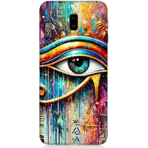Samsung Galaxy J6 Plus Uyumlu Soyut Detayda Mavi Göz Ra Desenli Silikon Kılıf Çok Renkli