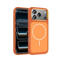 Kılıfist Apple Uyumlu iPhone 17 Pro Max Kılıf M-safe Şarj Özellikli Metal Kamera Çerçeveli Klfs Sanremo Silikon Kapak - Tu Turuncu