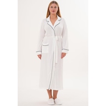 Mecit Pijama Mecit 6309 Ekru Kadın Uzun Sabahlık Ekru