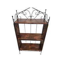 Ahşap Ferforje Duvar Rafı 32x14x59 Cm. Kna608 Siyah
