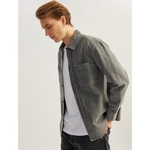 Koton Pamuklu Düğmeli Cep Detaylı Uzun Kollu Gömlek Antrasit 5sam60145hw Antrasit