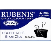 Rubenis Metal Double Klips 32 Mm 12 Adet