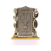 Gold Biblo 25 Cm Gül Kabe Kapısı Allah Muhammed Yazılı Polyester Üzerine Metal Kaplama Biblo
