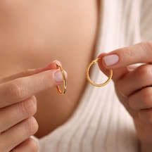 Sembol Gold Ajda Küpe 14 Ayar 2.3 Cm