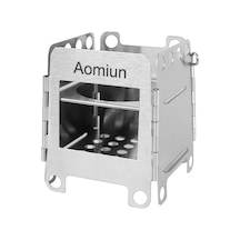 Aomiun-taşınabilir Paslanmaz Çelik Kamp Sobası Hafif Katlanır,yb25086s Gümüş