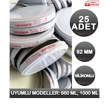 25 Adet 82 Mm Beyaz Konserve Kapağı Silikonlu 660 Ml Uyumlu Kavanoz Kapak Logosuz 1000 Ml Uyumlu