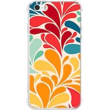 Apple Uyumlu iPhone 5s Retro Color 5 Baskılı Şeffaf Köşe Korumalı Antişok Kılıf