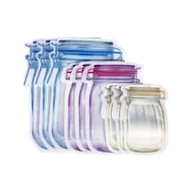 9 Lu 3 Boy Kavanoz Görünümlü Kilitli Saklama Kabı / 150ml - 500ml - 620ml Plastik Beyaz Diğer