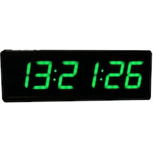Saniyeli Dijital Led Duvar Ve Masa Saat Ve Derece - Yeşil Kasa Ölçüsü: 15x50 Cm