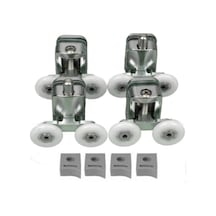 Metal Gövdeli Duşakabin Tekerlek Takımı 2 Alt 2 Üst Teker Rulmanı 24 Mm 2 Adet Beyaz Kapı Stoperi Model