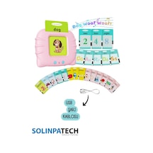 Pembe İngilizce Sesli Flash Eğitici Oyuncak Aktivite Kartları| 112 Kart – 224 Kelime