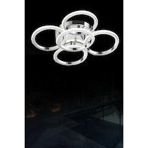 Orwin Lüks Modern 5 Halkalı Tavana Sıfır 50 Cm Led Plafonyer Avize Orw-p50-w70-mıx Krom