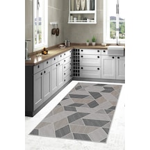 West Home Dijital Baskı Yıkanabilir Kaymaz Taban Salon Halısı Mutfak Halısı Koridor Halısı Wh 449 Grey