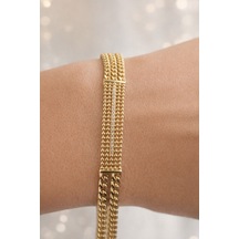 Xuping 14 Ayar Renginde Kadın Gold Çelik Zincir Bileklik Taşlı Şık Modern Tasarım Altın