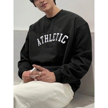 Startmore Adrift Dazy Letter Graphic Drop Shoulder Sweatshirt Siyah Siyah