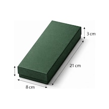 Lüks Kapaklı Hediye Kutusu 21x8x3 Cm Yeşil Düz