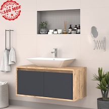 Banos Roomart 2 Kapaklı Lavabolu Ahşap-Antrasit Mdf 100 Cm Banyo Antrasit