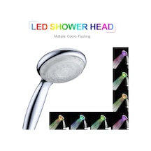 Wezone Led Işıklı El Tutulu Duş Başlığı, Su Akımı İle Çalışır, Rgb Renkler Ve Sıcaklık Algılama Özelliği Gümüş