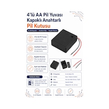 4 Lü Aa Pil Yuvası Kapaklı Anahtarlı Pil Kutusu