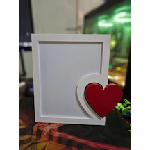 3d Baskı Kalp Detaylı Fotoğraf Çerçevesi Masaüstü Romantik Çift Fotoğraf Çerçevesi Beyaz Kırmızı