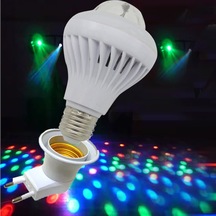 Rgb, Beyaz Döner Başlıklı Led Ampul E27 Fişli Duy Hediyeli Disko